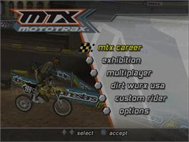 Title screen of Mtx Mototrax on the Sony Playstation 2.