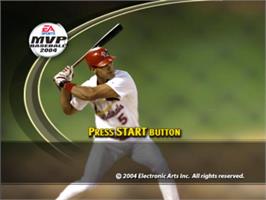 Title screen of Mvp Baseball 2004 on the Sony Playstation 2.