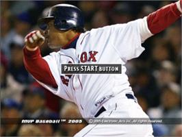 Title screen of Mvp Baseball 2005 on the Sony Playstation 2.