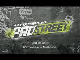 Title screen of Need For Speed Prostreet on the Sony Playstation 2.