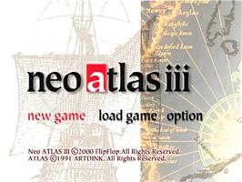 Title screen of Neo Atlas 3 on the Sony Playstation 2.