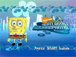 Title screen of Nickelodeon Spongebob's Atlantis Squarepantis on the Sony Playstation 2.