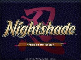 Title screen of Nightshade on the Sony Playstation 2.