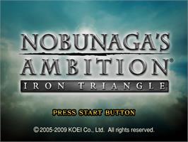 Title screen of Nobunaga's Ambition - Iron Triangle on the Sony Playstation 2.