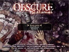Title screen of Obscure 2 on the Sony Playstation 2.