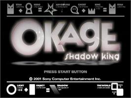 Title screen of Okage - Shadow King on the Sony Playstation 2.