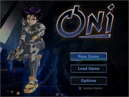 Title screen of Oni on the Sony Playstation 2.