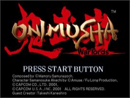 Title screen of Onimusha - Warlords on the Sony Playstation 2.