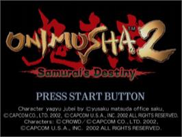 Title screen of Onimusha 2 - Samurai's Destiny on the Sony Playstation 2.