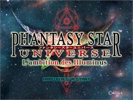 Title screen of Phantasy Star Universe - Ambition of the Illuminus on the Sony Playstation 2.