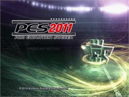 Title screen of Pro Evolution Soccer 2011 on the Sony Playstation 2.
