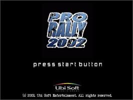 Title screen of Pro Rally 2002 on the Sony Playstation 2.