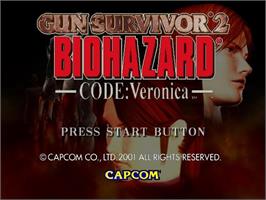 Title screen of Resident Evil - Survivor 2, Code, Veronica on the Sony Playstation 2.
