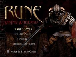 Title screen of Rune Viking Warlords on the Sony Playstation 2.