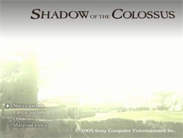 Title screen of Shadow Of The Colossus on the Sony Playstation 2.
