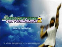 Title screen of Smash Court Tennis Pro Tournament 2 on the Sony Playstation 2.