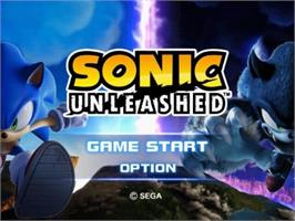Title screen of Sonic Unleashed on the Sony Playstation 2.