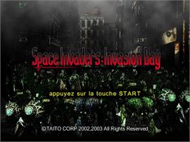 Title screen of Space Invaders - Invasion Day on the Sony Playstation 2.