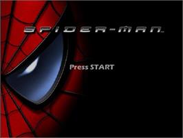 Title screen of Spider-man on the Sony Playstation 2.