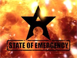 Title screen of State Of Emergency on the Sony Playstation 2.
