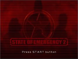 Title screen of State Of Emergency 2 on the Sony Playstation 2.