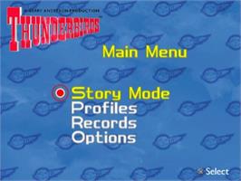 Title screen of Thunderbirds on the Sony Playstation 2.