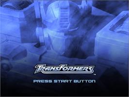 Title screen of Transformers on the Sony Playstation 2.