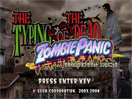 Title screen of Typing Of The Dead, The - Zombie Panic on the Sony Playstation 2.