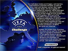 Title screen of Uefa Challenge on the Sony Playstation 2.