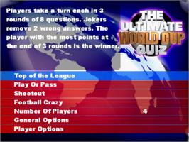 Title screen of Ultimate World Cup Quiz, The on the Sony Playstation 2.
