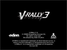 Title screen of V-rally 3 on the Sony Playstation 2.