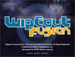 Title screen of Wipeout Fusion on the Sony Playstation 2.