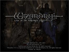 Title screen of Wizardry - Tale Of The Forsaken Land on the Sony Playstation 2.