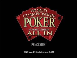 Title screen of World Championship Poker - Featuring Howard Lederer - All In on the Sony Playstation 2.