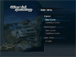 Title screen of World Racing on the Sony Playstation 2.