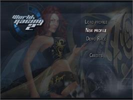 Title screen of World Racing 2 on the Sony Playstation 2.