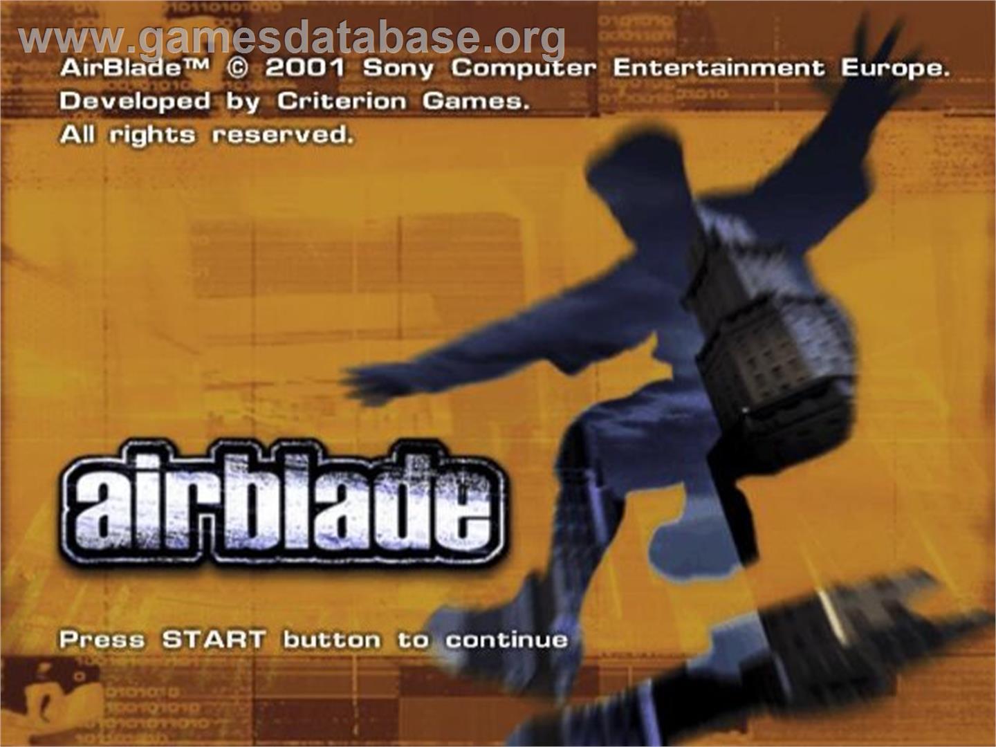 Airblade - Sony Playstation 2 - Artwork - Title Screen