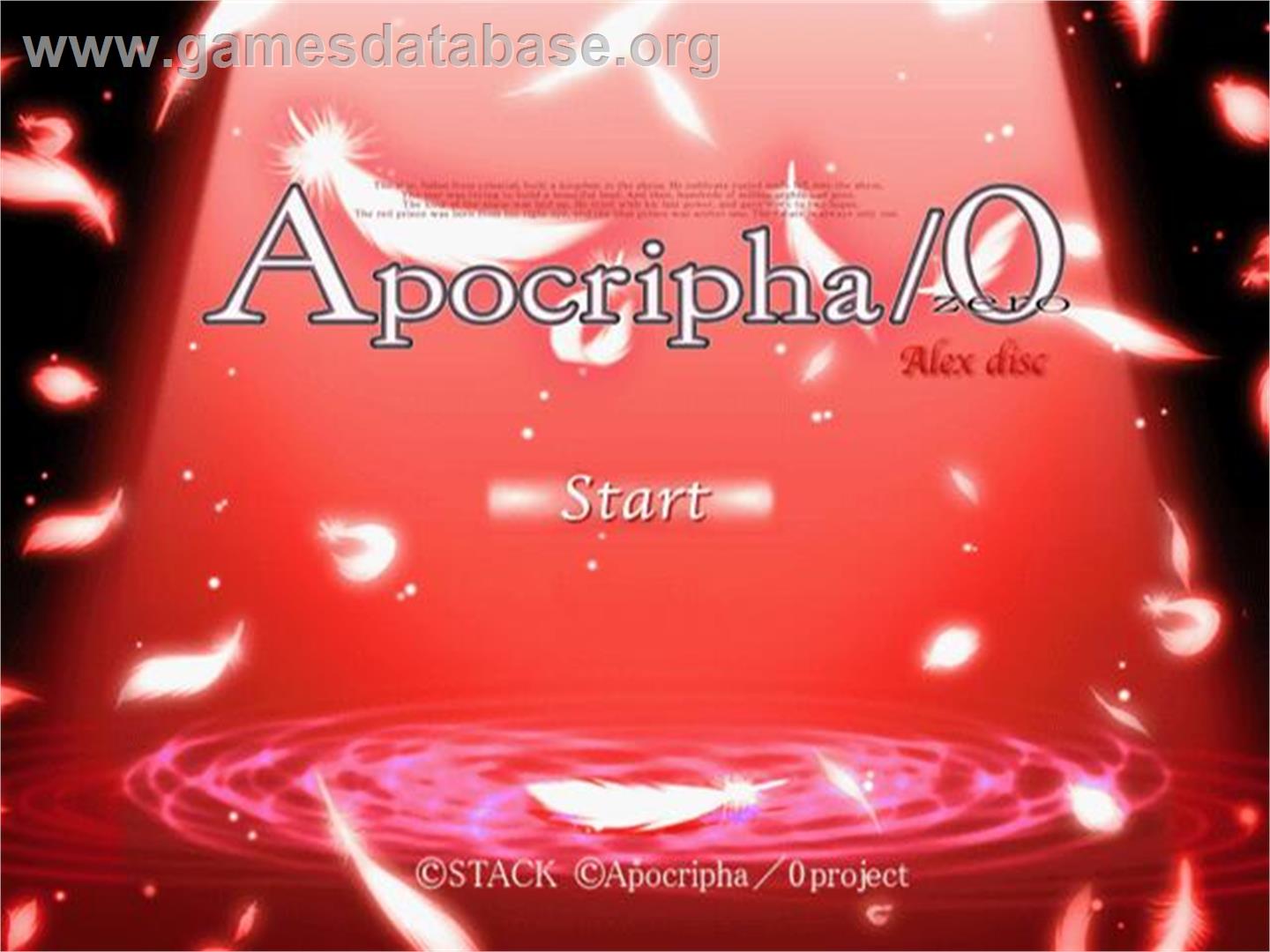 Apocripha-0 - Sony Playstation 2 - Artwork - Title Screen
