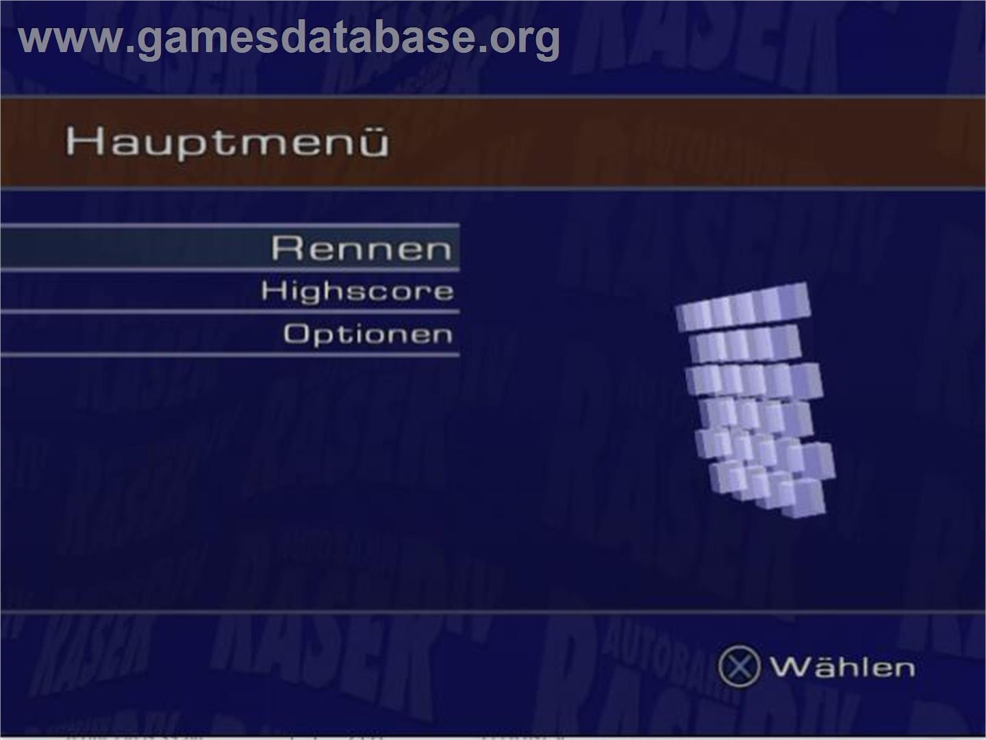 Autobahn Raser 4 - Sony Playstation 2 - Artwork - Title Screen