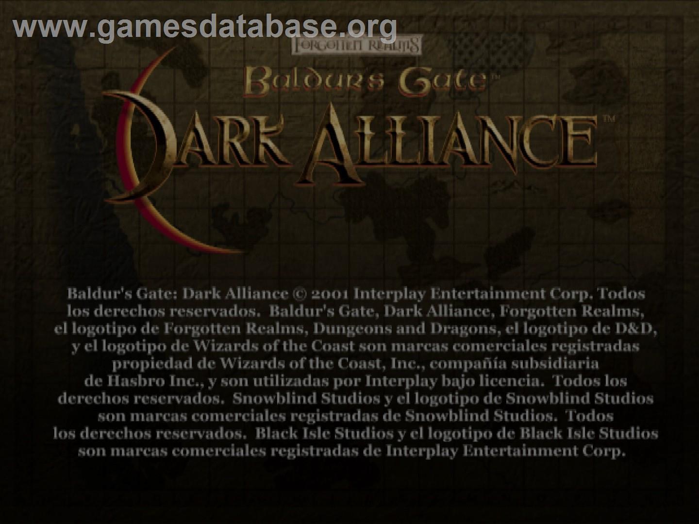 Baldur's Gate - Dark Alliance - Sony Playstation 2 - Artwork - Title Screen