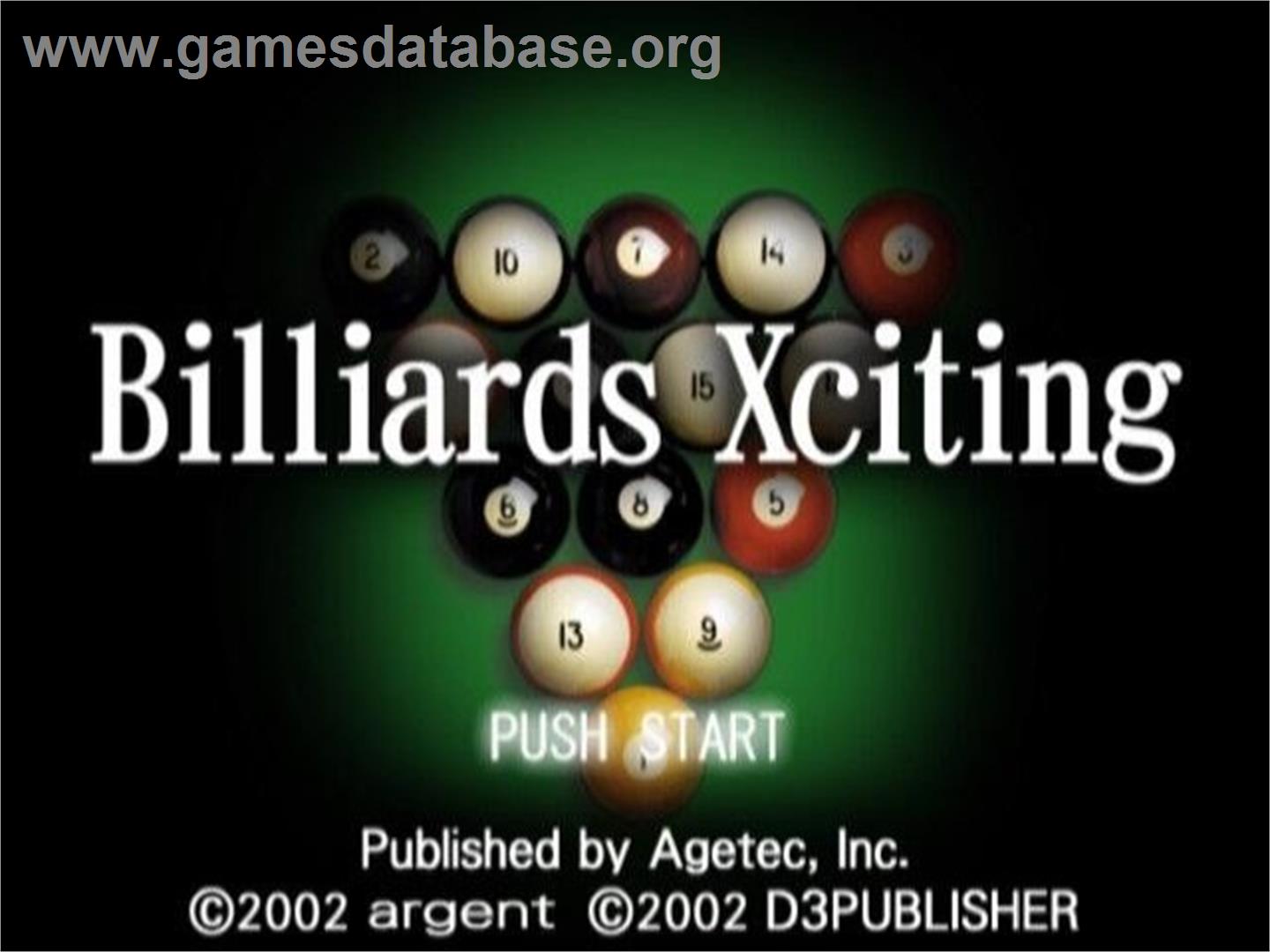 Billiards Xciting - Sony Playstation 2 - Artwork - Title Screen