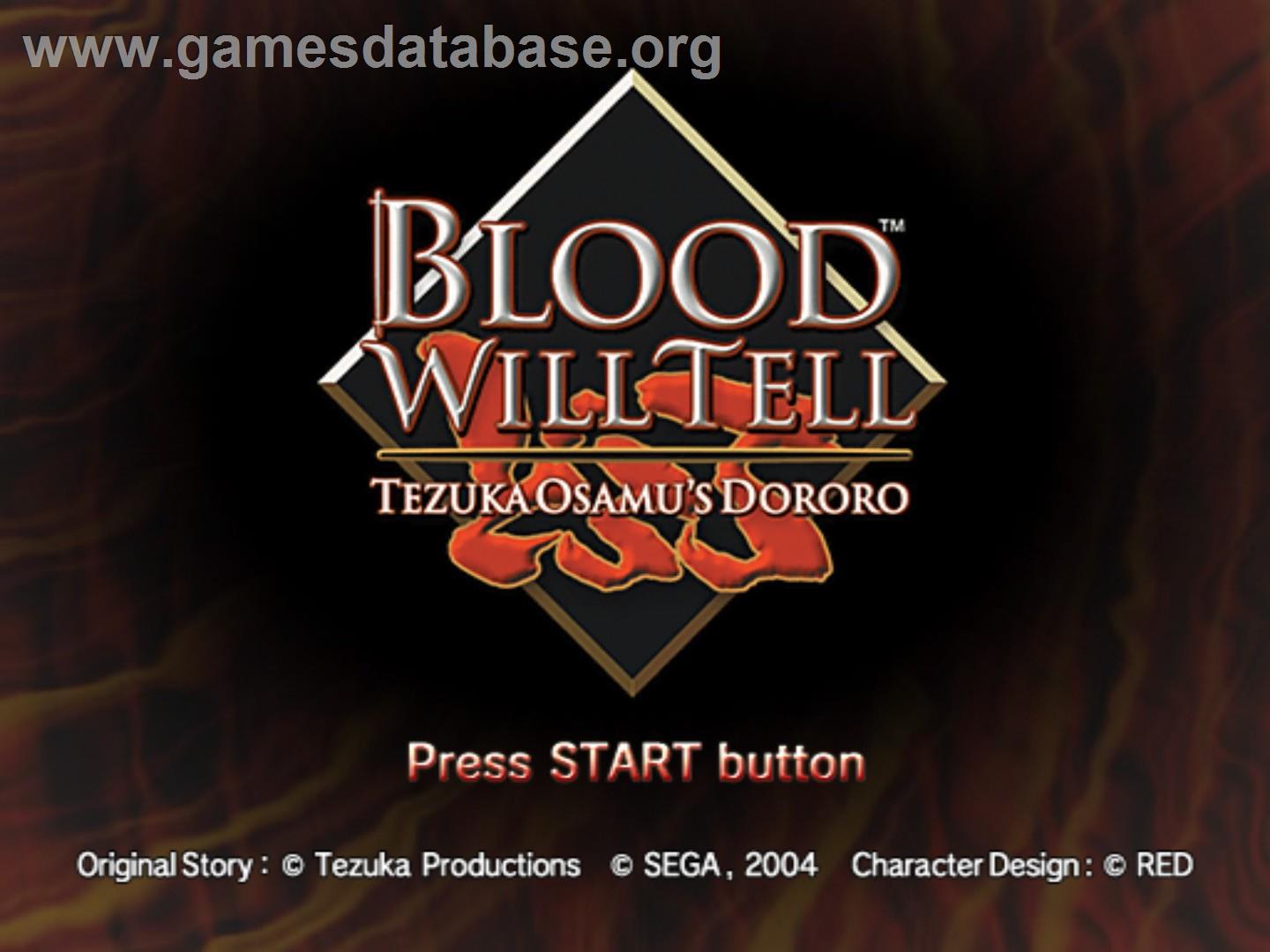 Blood Will Tell - Tezuka Osamu's Dororo - Sony Playstation 2 - Artwork - Title Screen