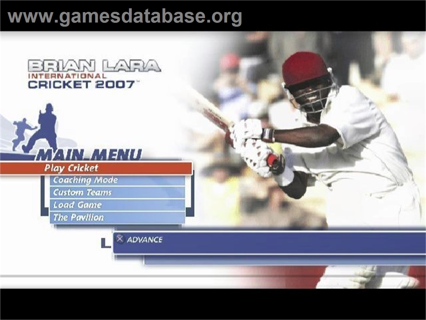 Brian Lara International Cricket 2007 - Sony Playstation 2 - Artwork - Title Screen