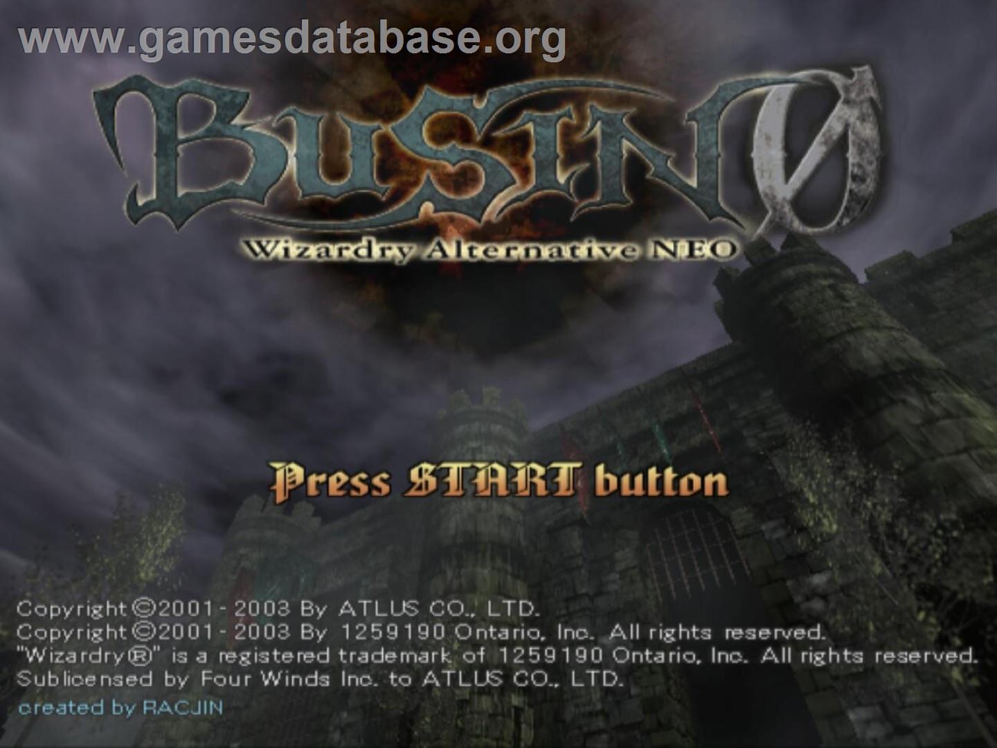 Busin 0 - Wizardry Alternative Neo - Sony Playstation 2 - Artwork - Title Screen