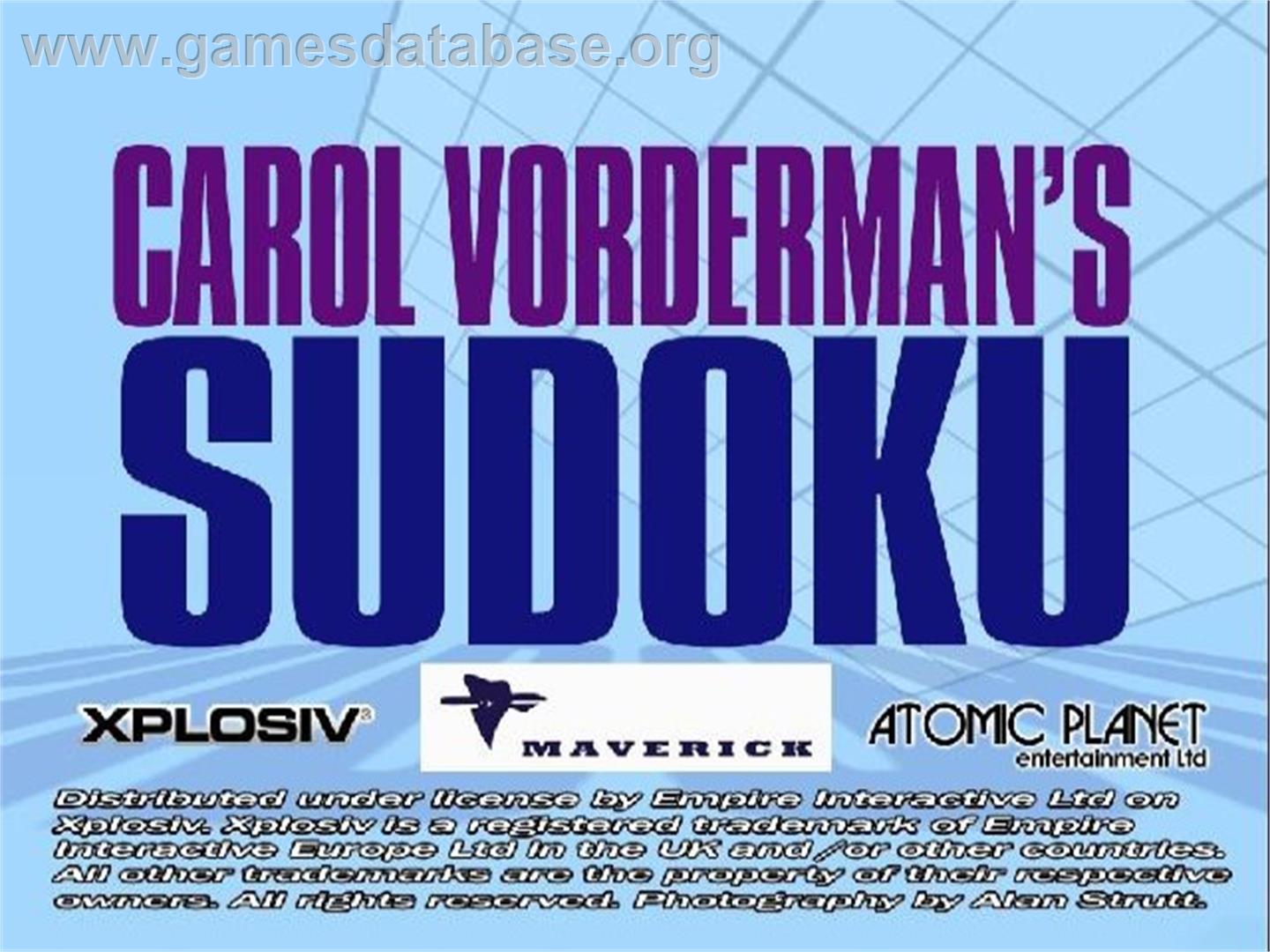 Carol Vorderman's Sudoku - Sony Playstation 2 - Artwork - Title Screen