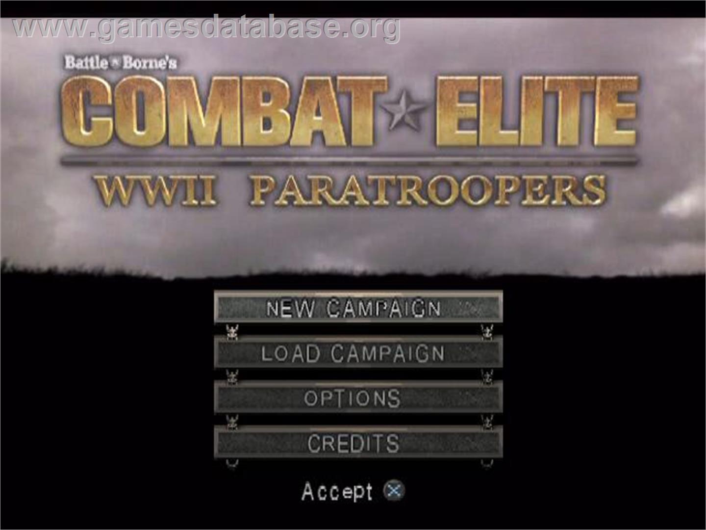Combat Elite - Wwii Paratroopers - Sony Playstation 2 - Artwork - Title Screen