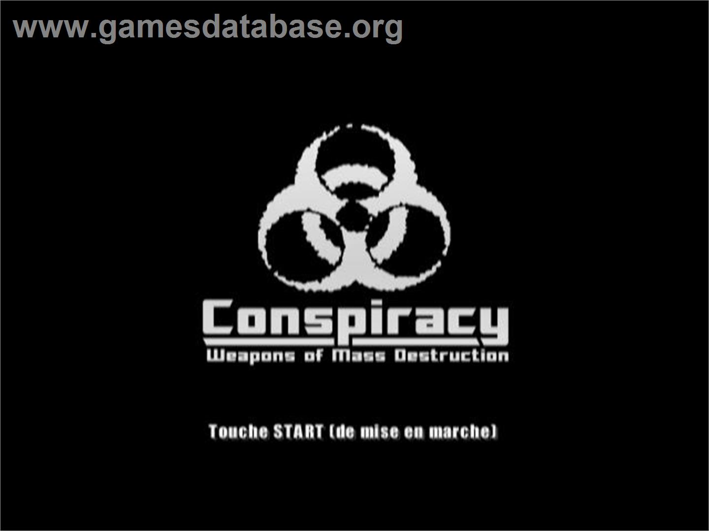 Conspiracy - Weapons of Mass Destruction - Sony Playstation 2 - Artwork - Title Screen