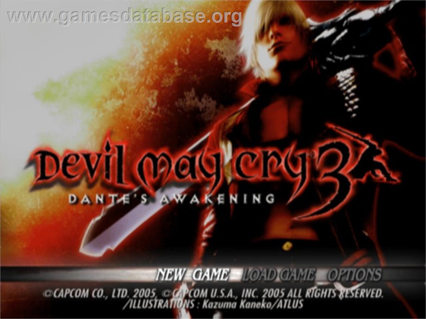 Devil May Cry 3 - Dante's Awakening - Sony Playstation 2 - Artwork - Title Screen