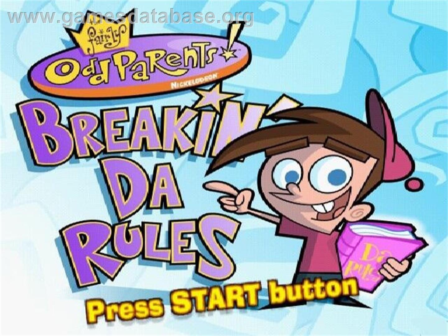 Fairly Odd Parents! - Breakin' Da Rules, The - Sony Playstation 2 - Artwork - Title Screen