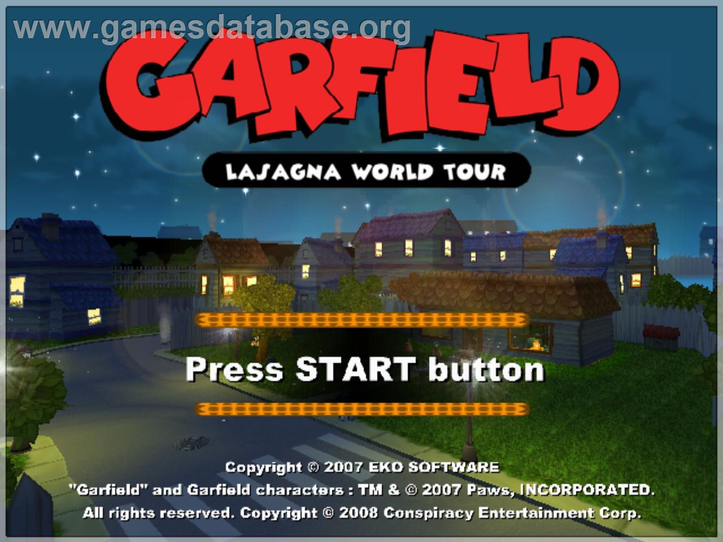 Garfield Lasagna World Tour - Sony Playstation 2 - Artwork - Title Screen